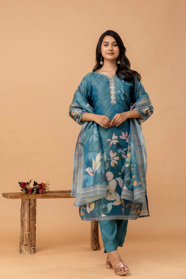 Rosewood Bloom Tissue Shimmer Suit Set