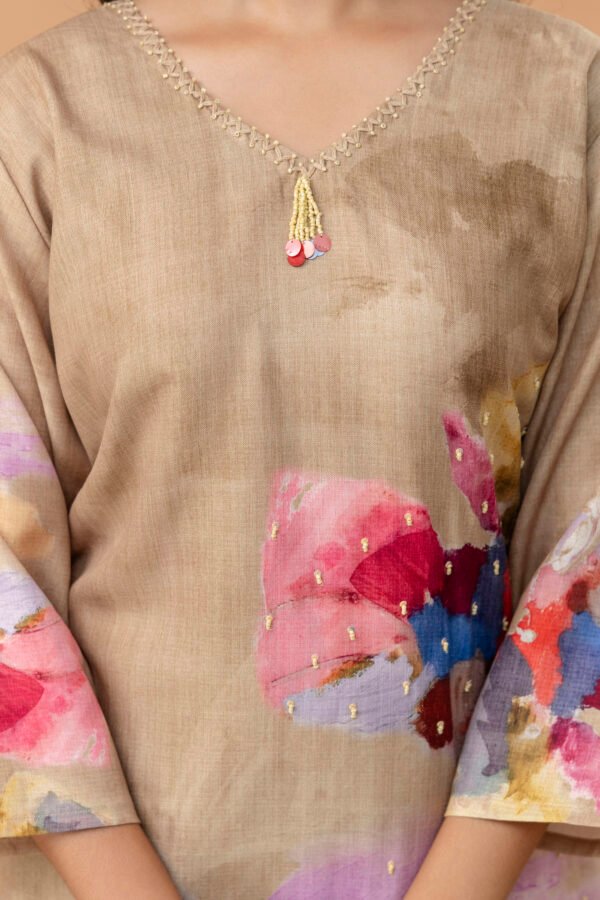 Hand Brushed Cotton Linen Straight Suit Set