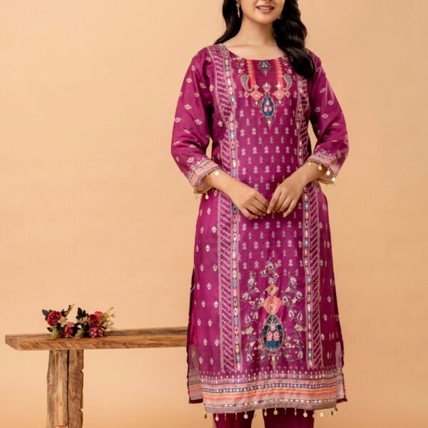 4D3A2777 Fuchsia Dusk Pakistani Royal Silk Suit Set
