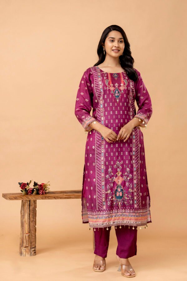 4D3A2777 Fuchsia Dusk Pakistani Royal Silk Suit Set