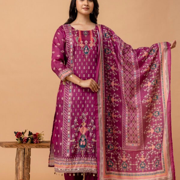 4D3A2778 Fuchsia Dusk Pakistani Royal Silk Suit Set