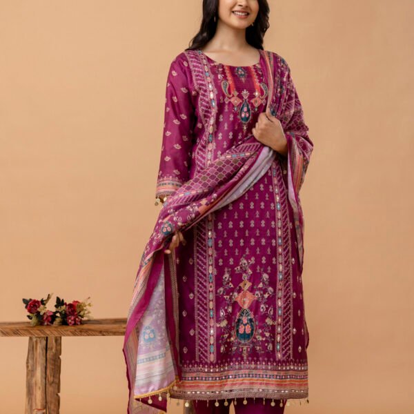 4D3A2781 Fuchsia Dusk Pakistani Royal Silk Suit Set