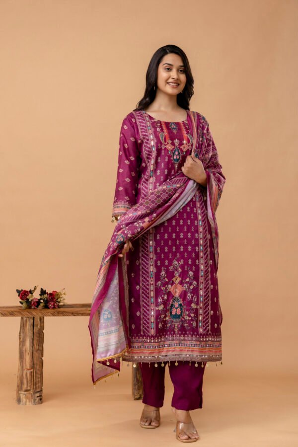 4D3A2781 Fuchsia Dusk Pakistani Royal Silk Suit Set