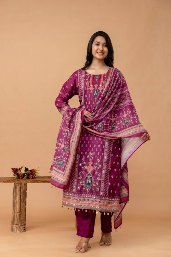 4D3A2782 Fuchsia Dusk Pakistani Royal Silk Suit Set