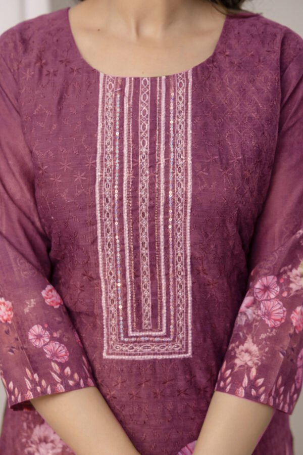 Shoot N1 Indigo Garden Schiffli Cotton Straight Suit Set