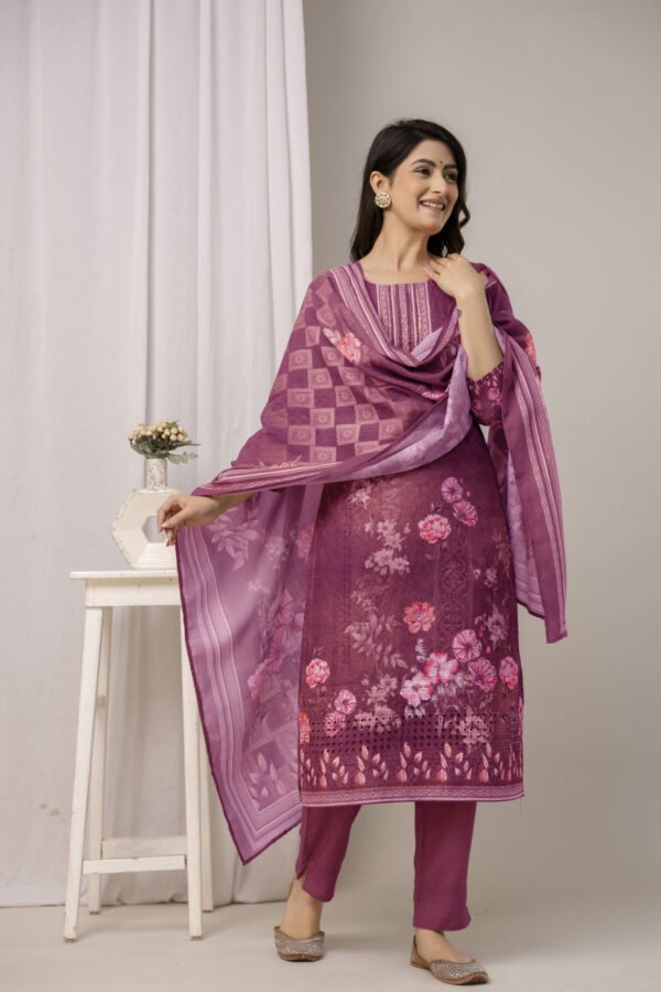 Shoot N4 Indigo Garden Schiffli Cotton Straight Suit Set