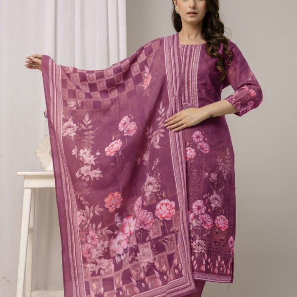 Shoot N6 Indigo Garden Schiffli Cotton Straight Suit Set