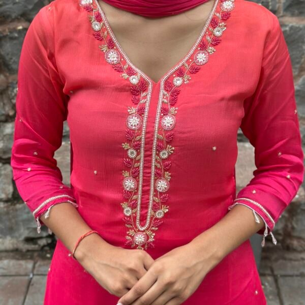 Ombre Blush Embroidered Sharara Suit