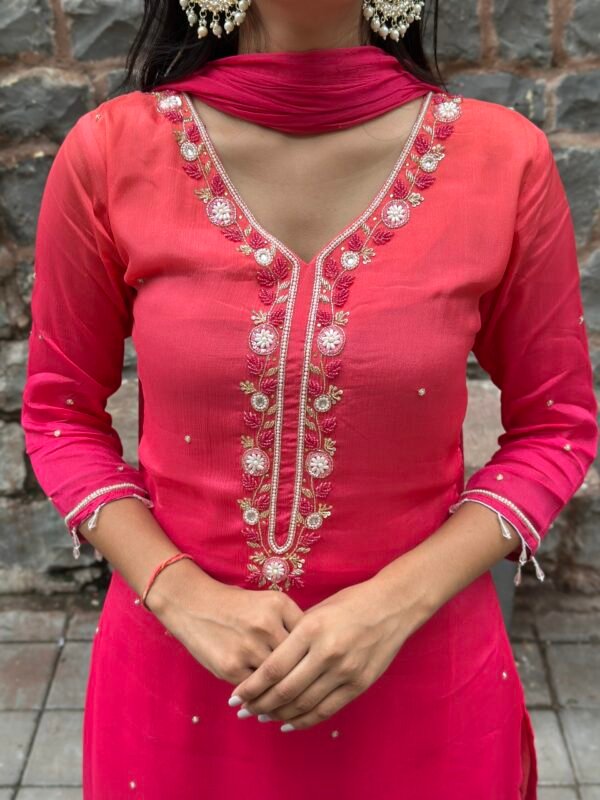 Ombre Blush Embroidered Sharara Suit