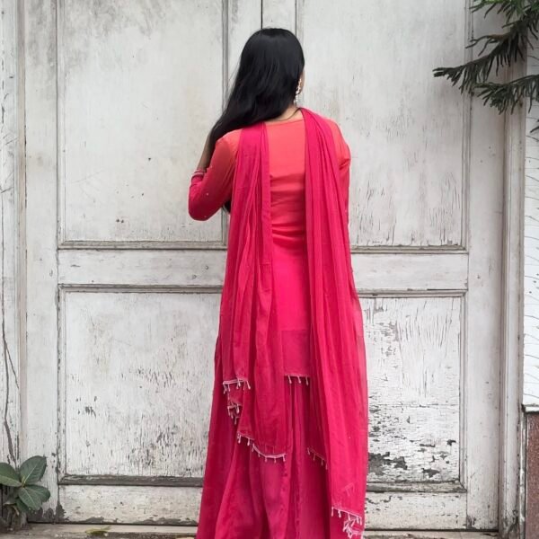 Ombre Blush Embroidered Sharara Suit