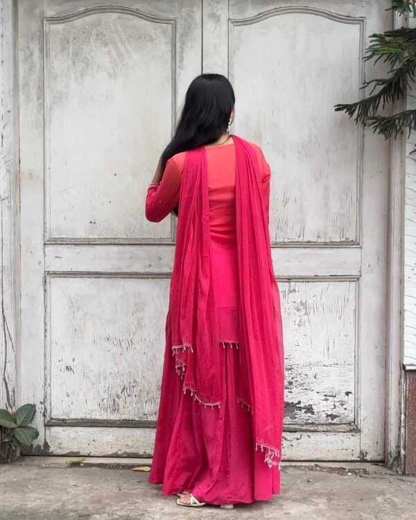 Ombre Blush Embroidered Sharara Suit