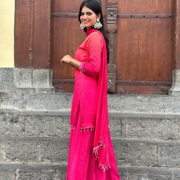 Ombre Blush Embroidered Sharara Suit