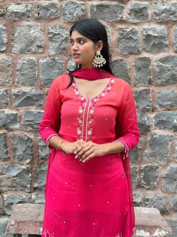 Ombre Blush Embroidered Sharara Suit