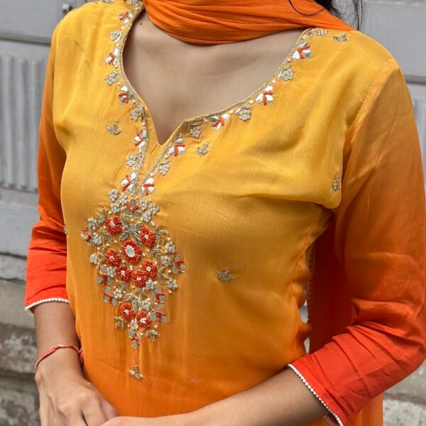 Sun-Kissed Flame Embroidered Suit Set