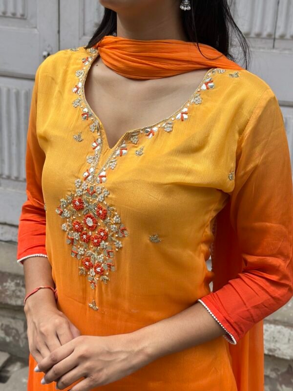 Sun-Kissed Flame Embroidered Suit Set
