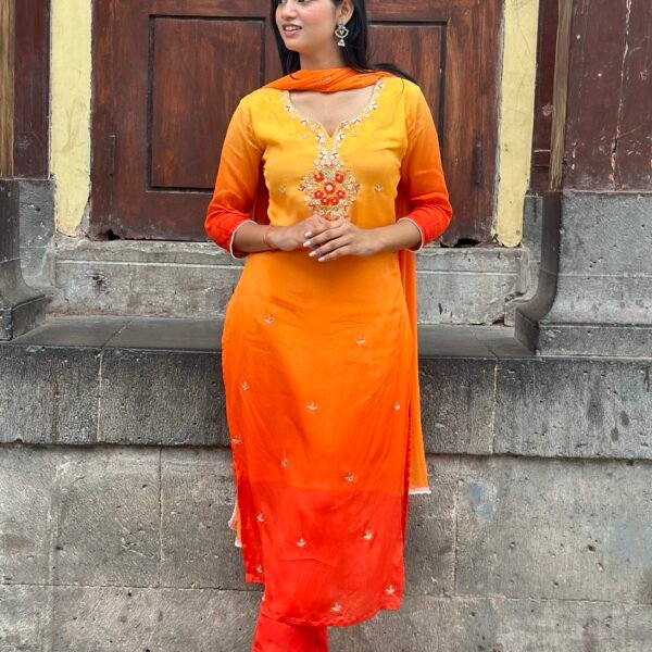 Sun-Kissed Flame Embroidered Suit Set