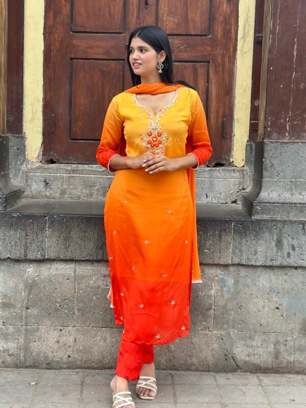 Sun-Kissed Flame Embroidered Suit Set