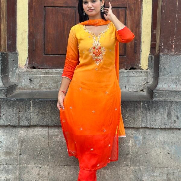 Sun-Kissed Flame Embroidered Suit Set