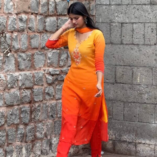 Sun-Kissed Flame Embroidered Suit Set