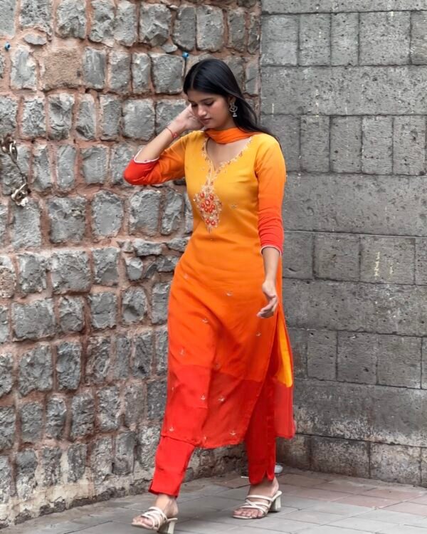 Sun-Kissed Flame Embroidered Suit Set