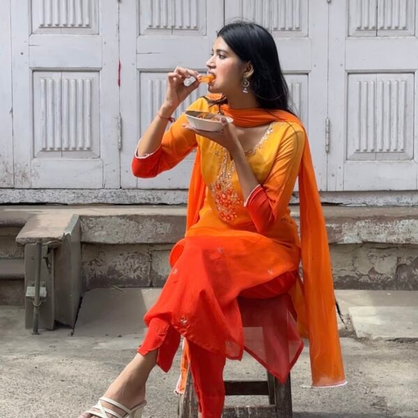 Sun-Kissed Flame Embroidered Suit Set