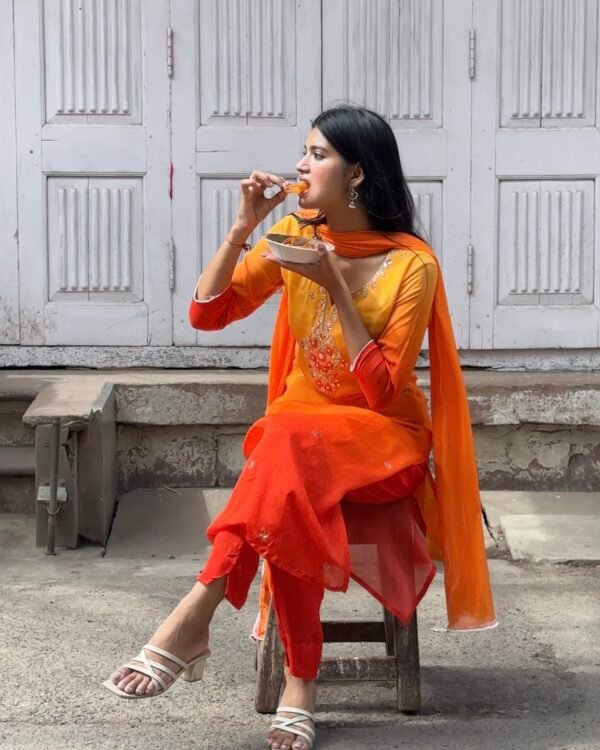 Sun-Kissed Flame Embroidered Suit Set