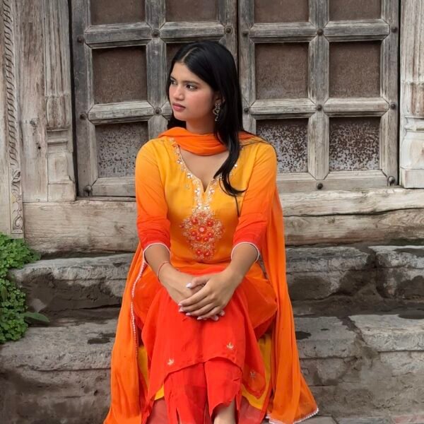 Sun-Kissed Flame Embroidered Suit Set