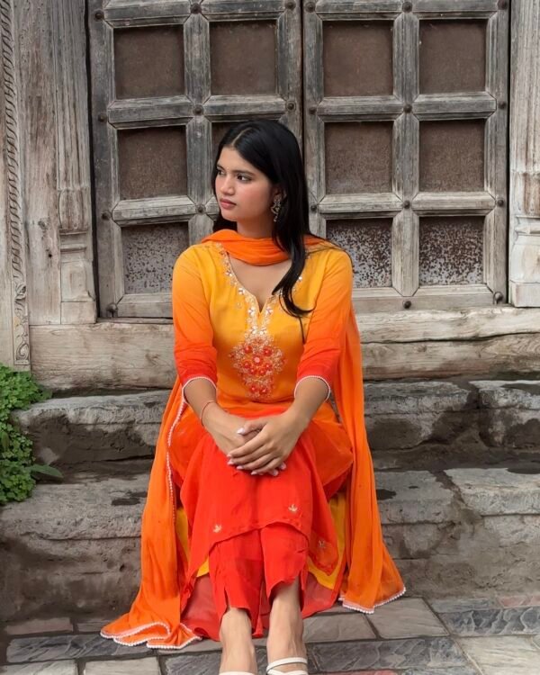Sun-Kissed Flame Embroidered Suit Set