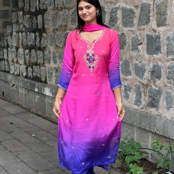 Dusky Orchid Embroidered Suit Set