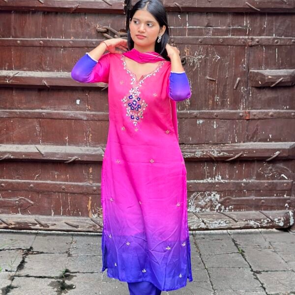 Dusky Orchid Embroidered Suit Set