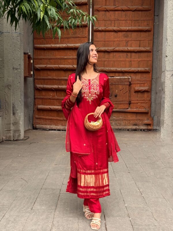 Pure Gajji Silk Embroidered Suit Set