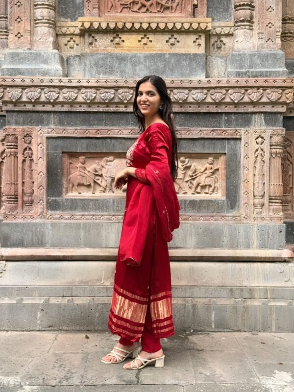 Pure Gajji Silk Embroidered Suit Set