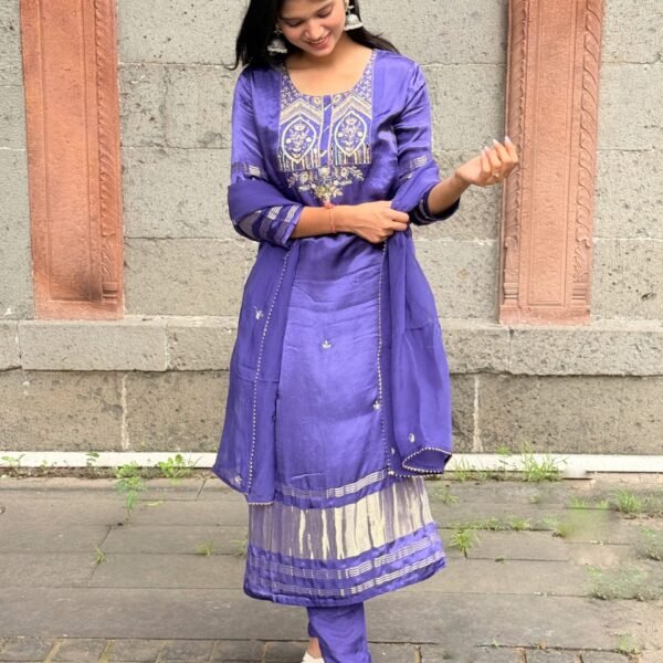 IMG_5100 Purple Pure Gajji Silk Embroidered Suit Set