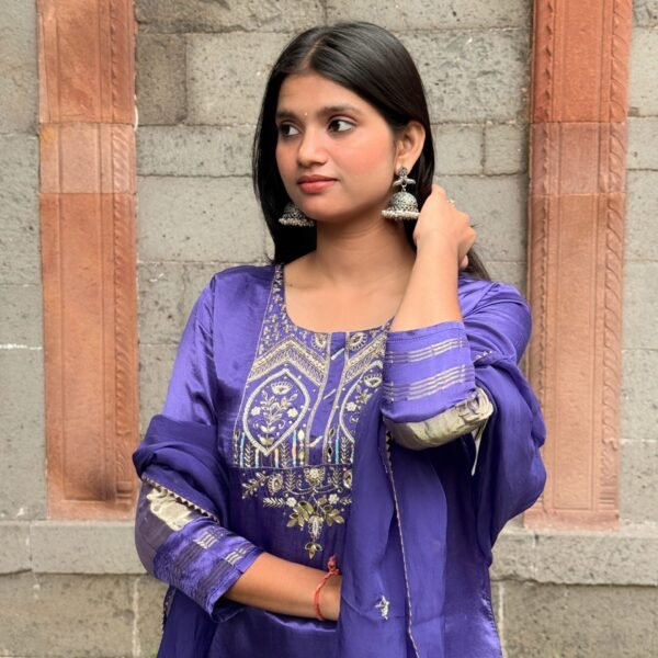 IMG_5101 Purple Pure Gajji Silk Embroidered Suit Set