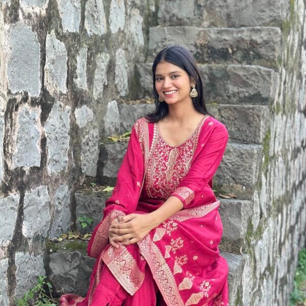 IMG_8579 Olive Green Pure Banarasi Raw Silk Embroidered Suit Set