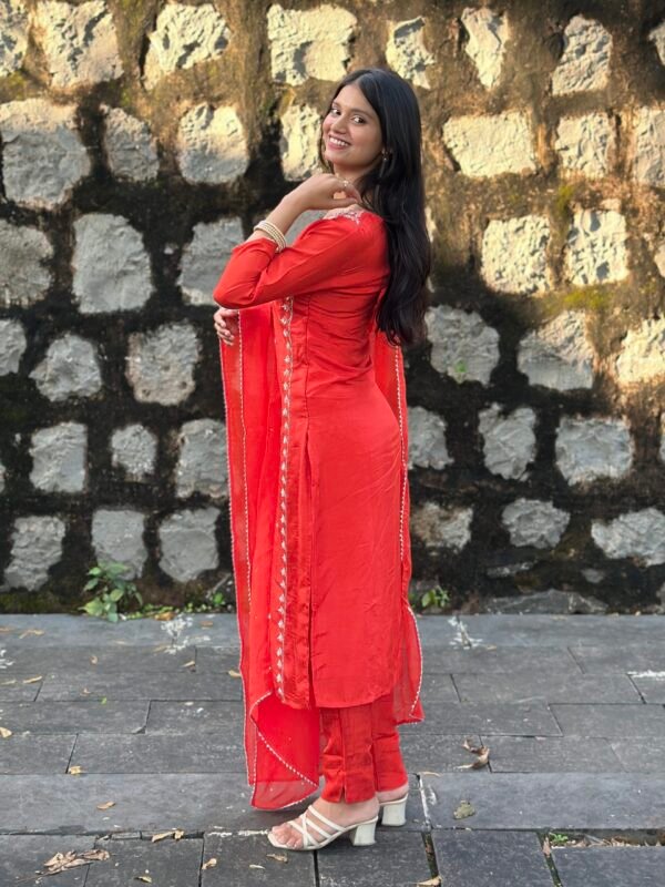 IMG_4208 Burnt Orange Luxe Dola Silk Embroidered Suit Set