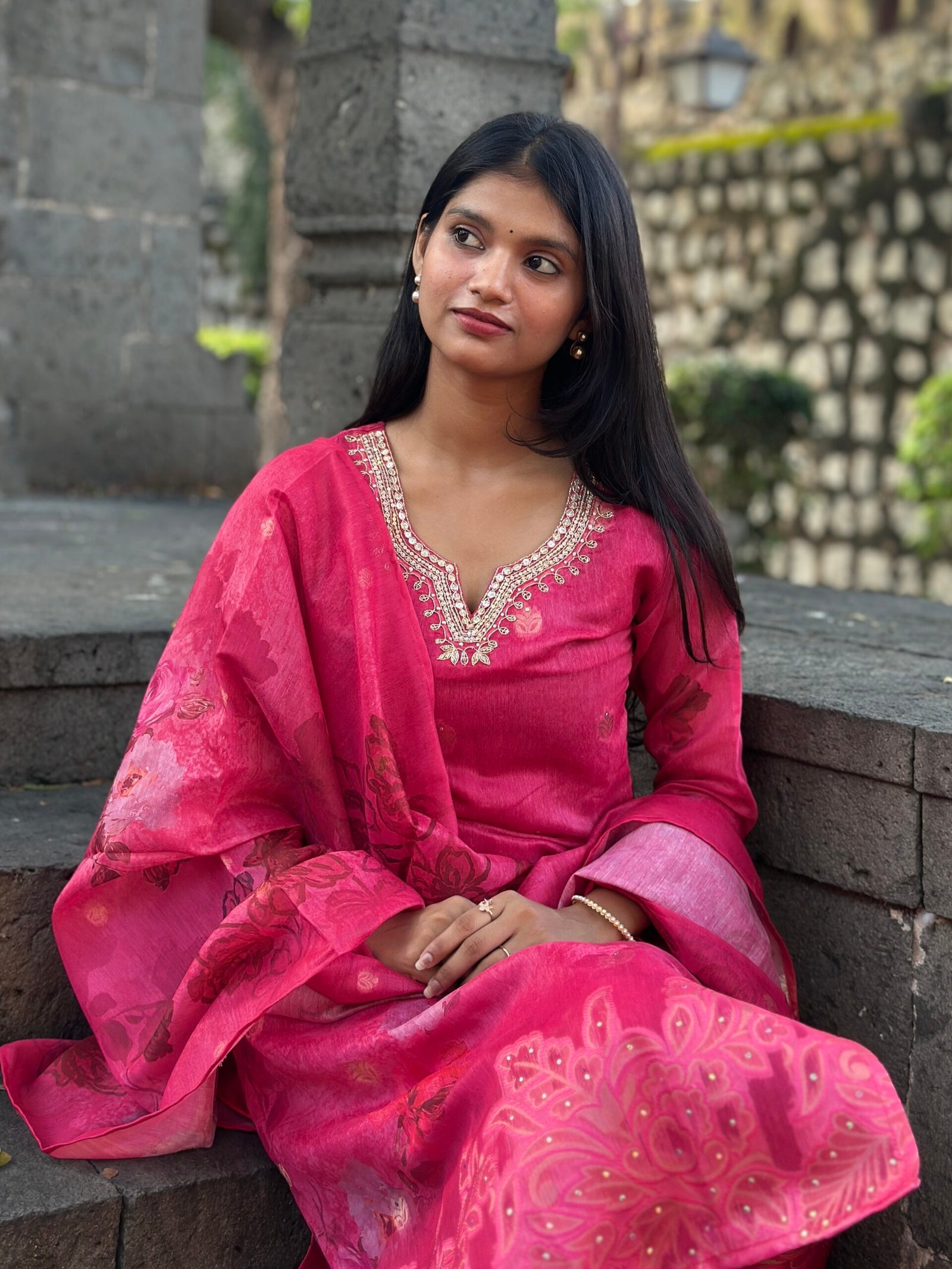 Gulabi Noor Chanderi Embroidered Suit Set