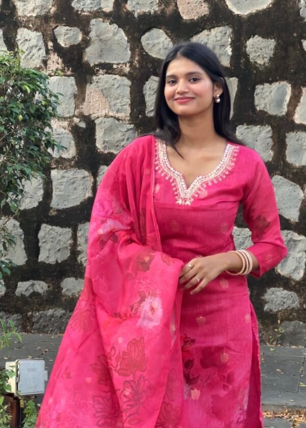 Gulabi Noor Chanderi Embroidered Suit Set