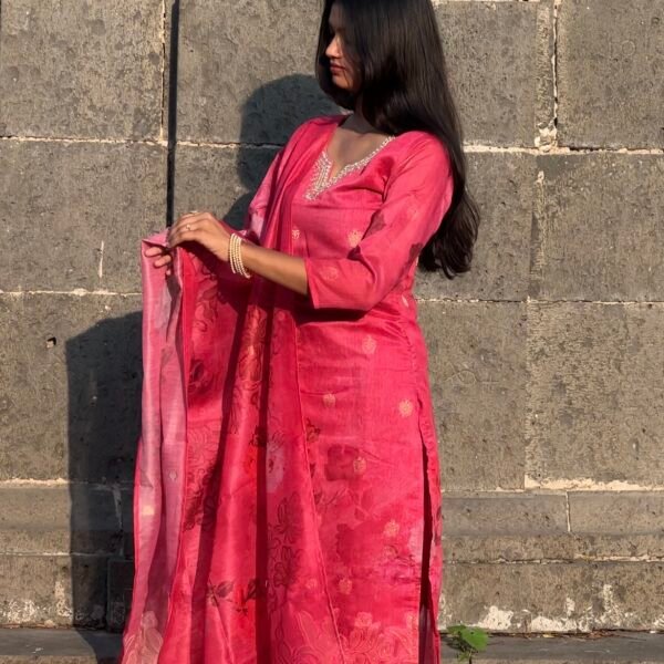 Gulabi Noor Chanderi Embroidered Suit Set