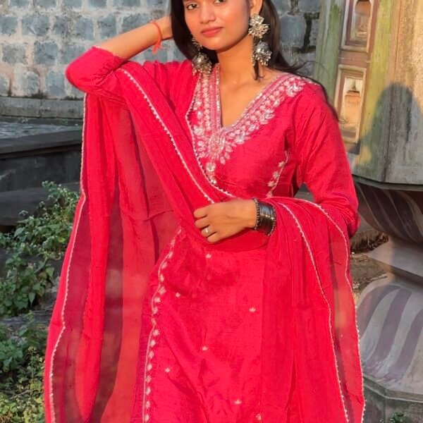 Screenshot Burnt Orange Luxe Dola Silk Embroidered Suit Set