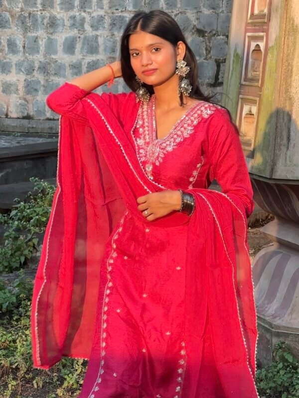 Screenshot Burnt Orange Luxe Dola Silk Embroidered Suit Set
