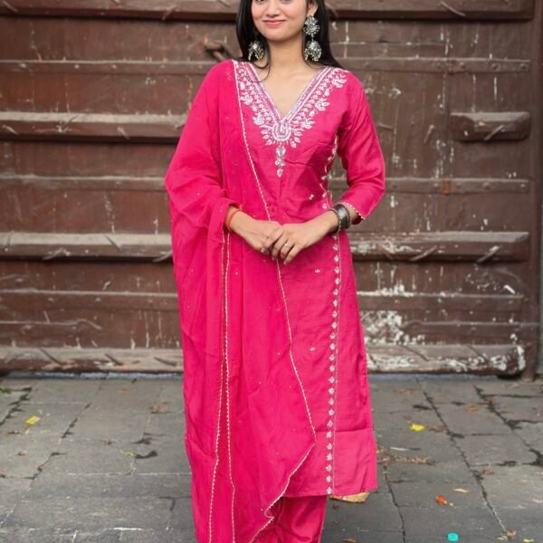 IMG_4471 (1) Burnt Orange Luxe Dola Silk Embroidered Suit Set