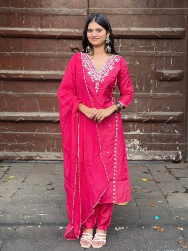 IMG_4471 (1) Burnt Orange Luxe Dola Silk Embroidered Suit Set