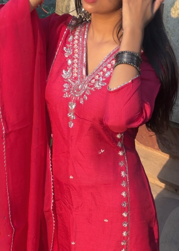 Screenshot Burnt Orange Luxe Dola Silk Embroidered Suit Set