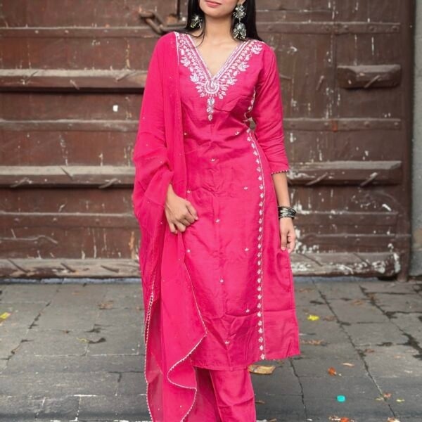 IMG_4478 Burnt Orange Luxe Dola Silk Embroidered Suit Set