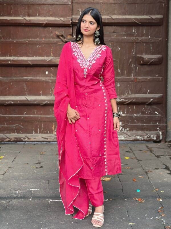 IMG_4478 Burnt Orange Luxe Dola Silk Embroidered Suit Set