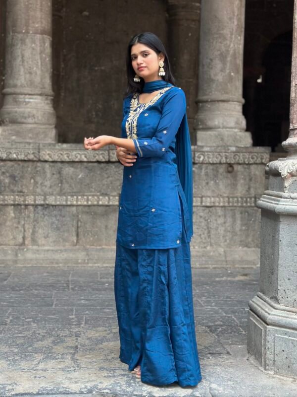 Gurbani Embroidered Sharara Suit Set