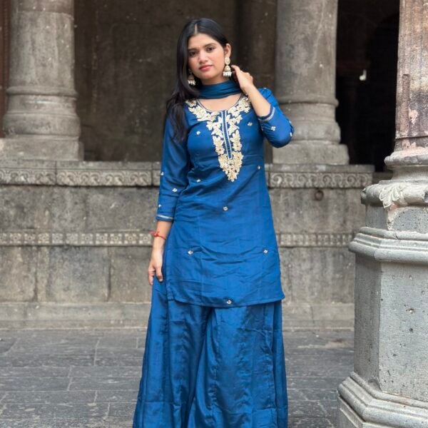 Gurbani Embroidered Sharara Suit Set