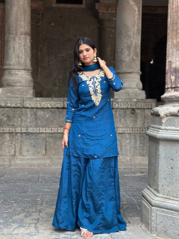 Gurbani Embroidered Sharara Suit Set