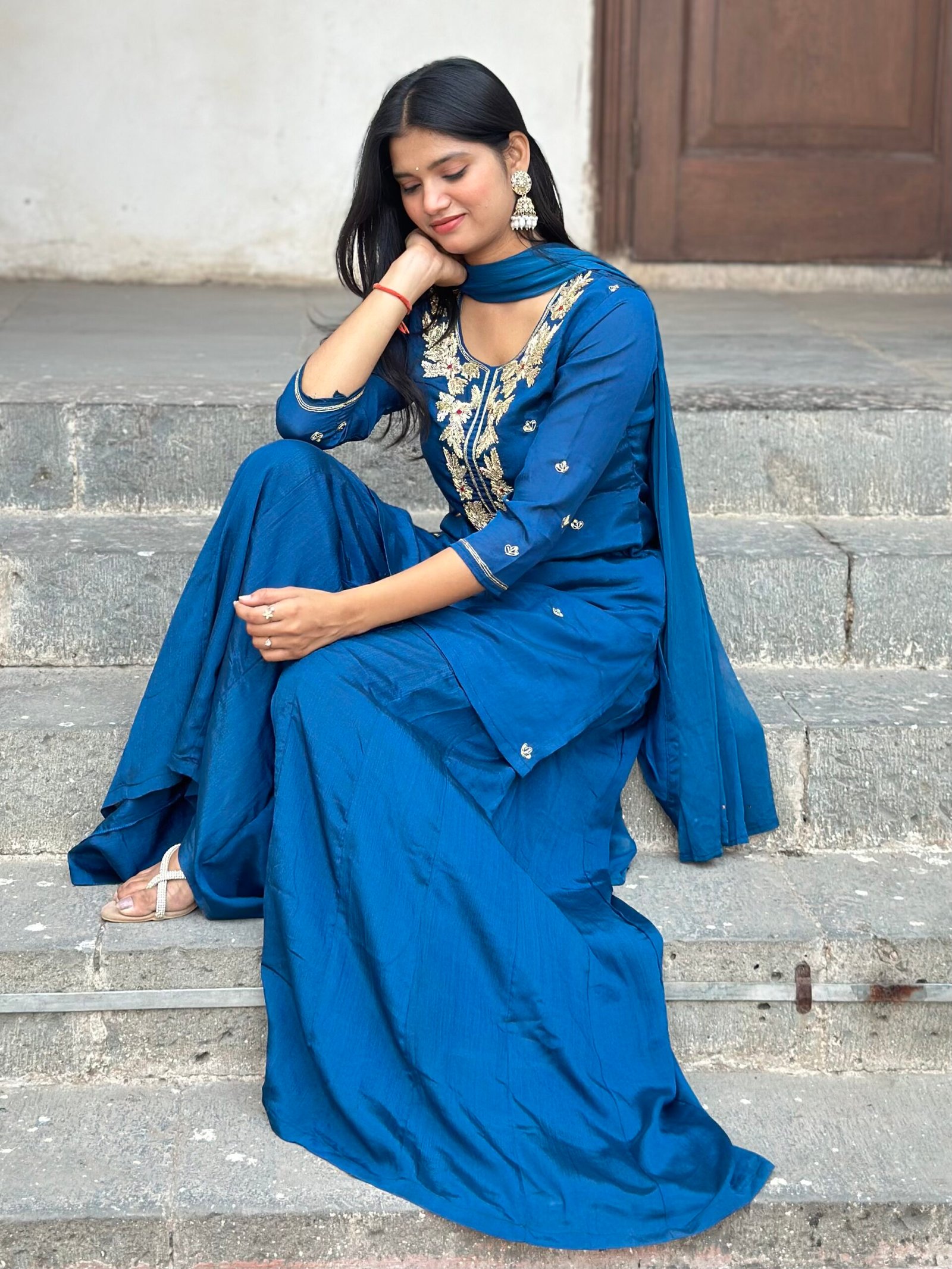 Gurbani Embroidered Sharara Suit Set